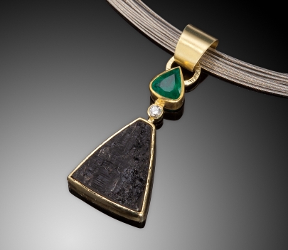 Emerald & Black Tourmaline pendant   Sold